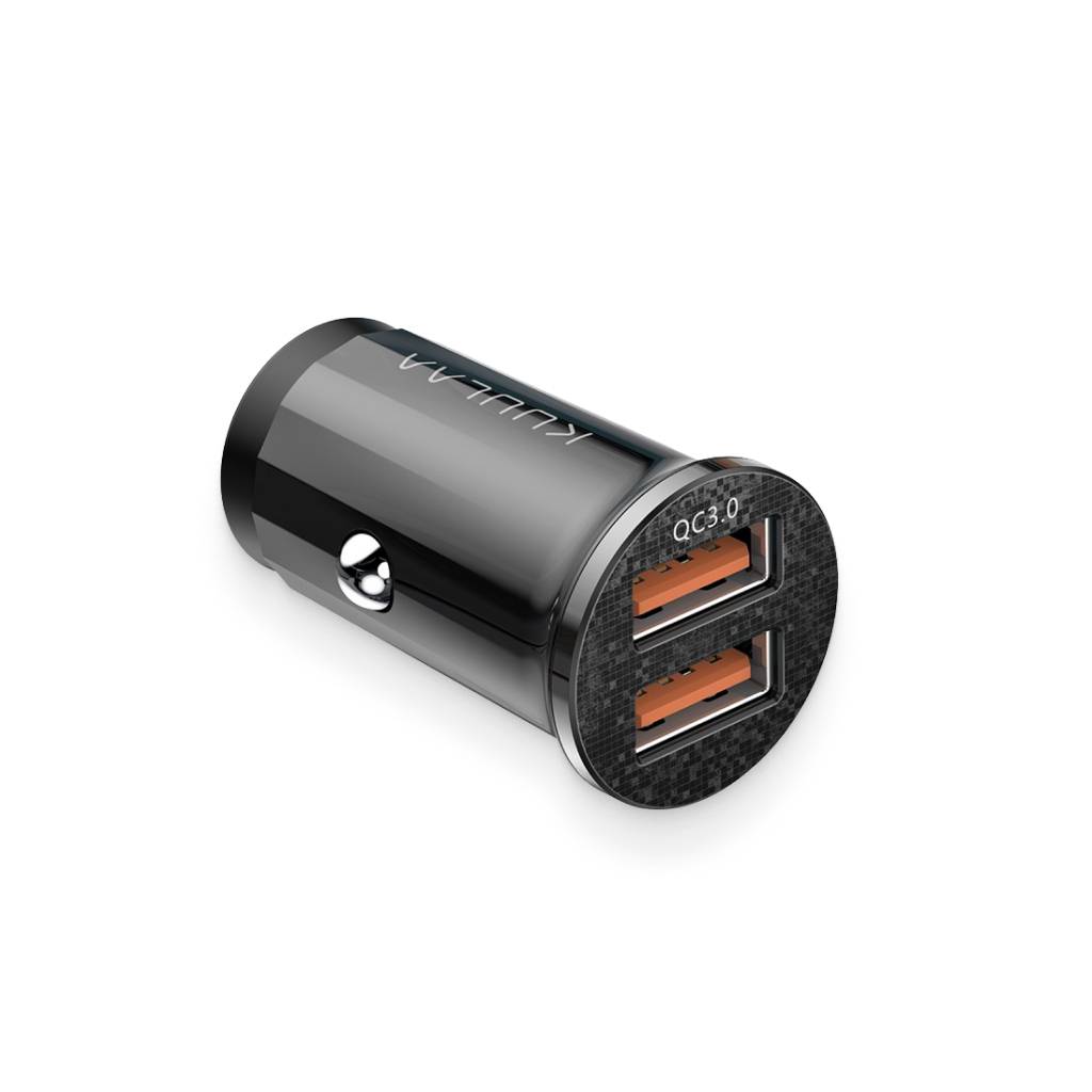 Black Quick-Charge Dual-USB Charger Port Car Electronics