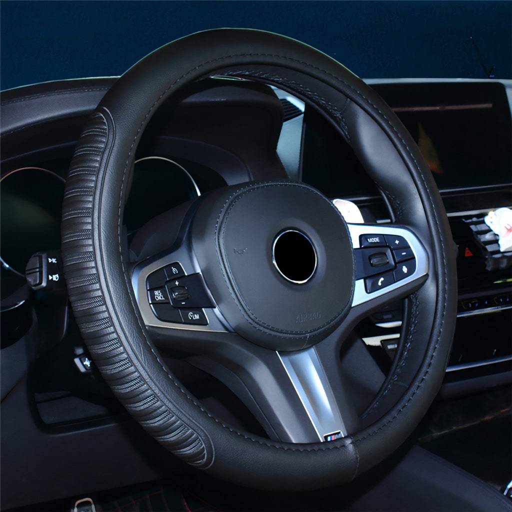 Black Stitched Steering Wheel Cover Interior Accessories