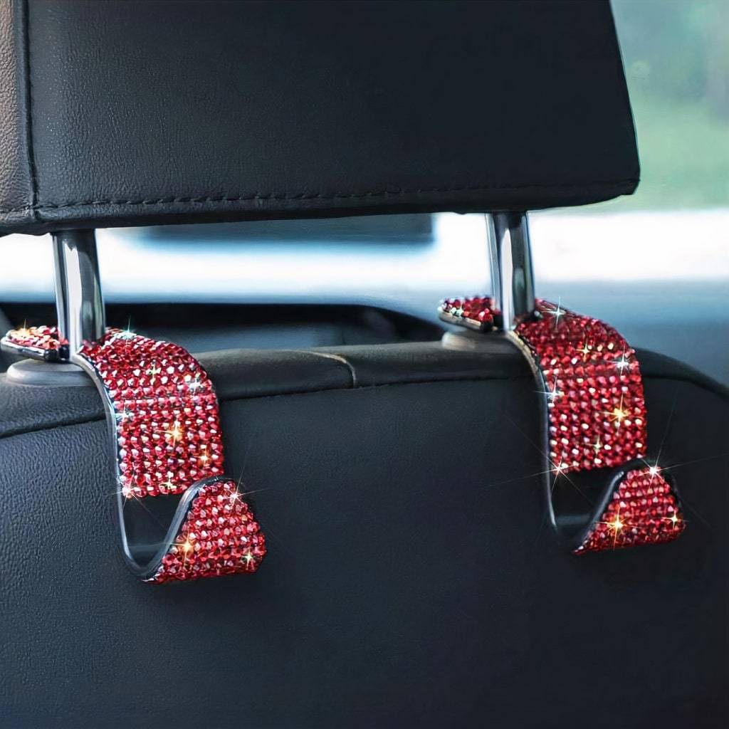 Rhinestone Plastic Car Headrest Bag Hook Driving Comfort Interior Accessories