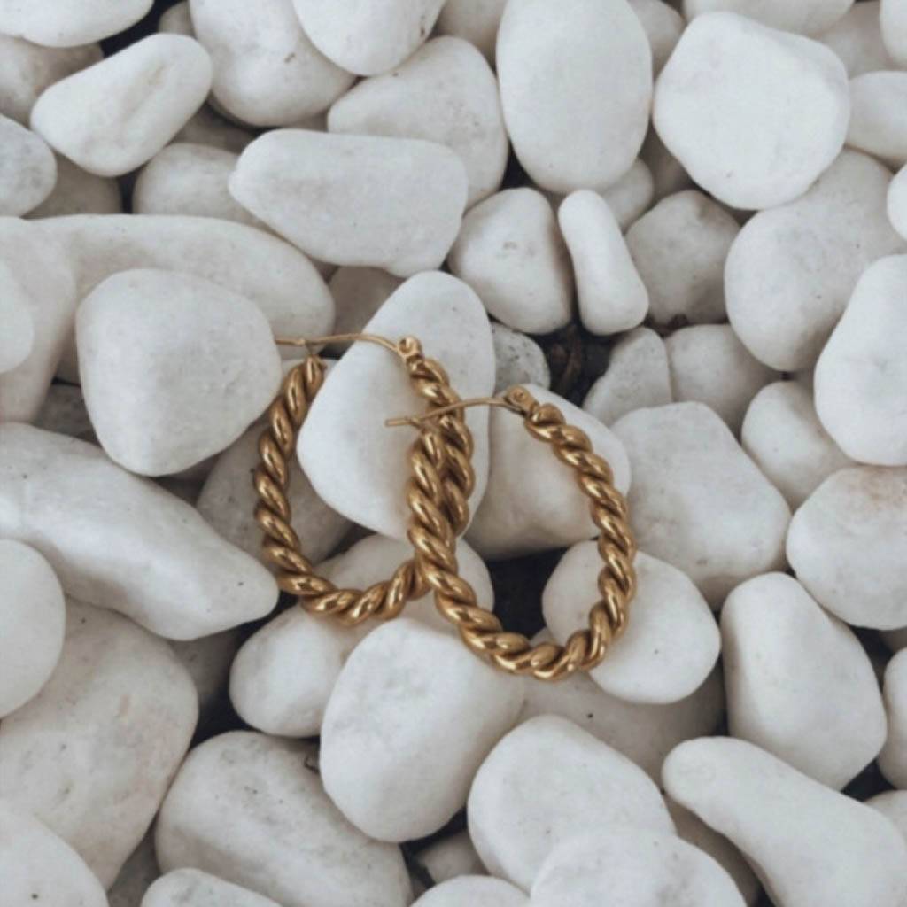 Twisted Gold Hoop Earrings Jewelry