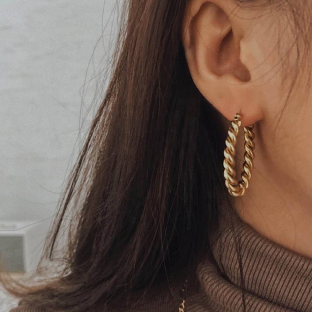 Twisted Gold Hoop Earrings Jewelry