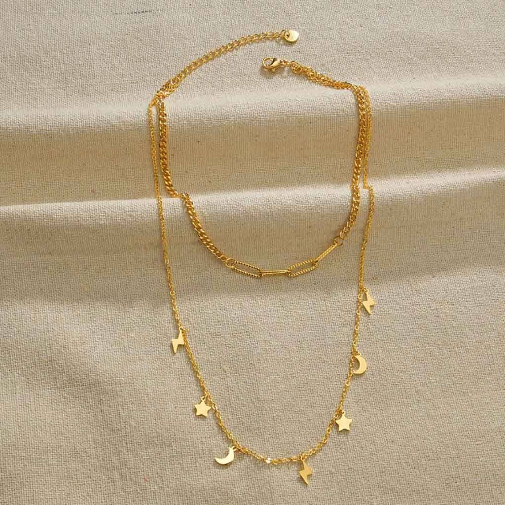 Double Layered Gold Necklace Jewelry