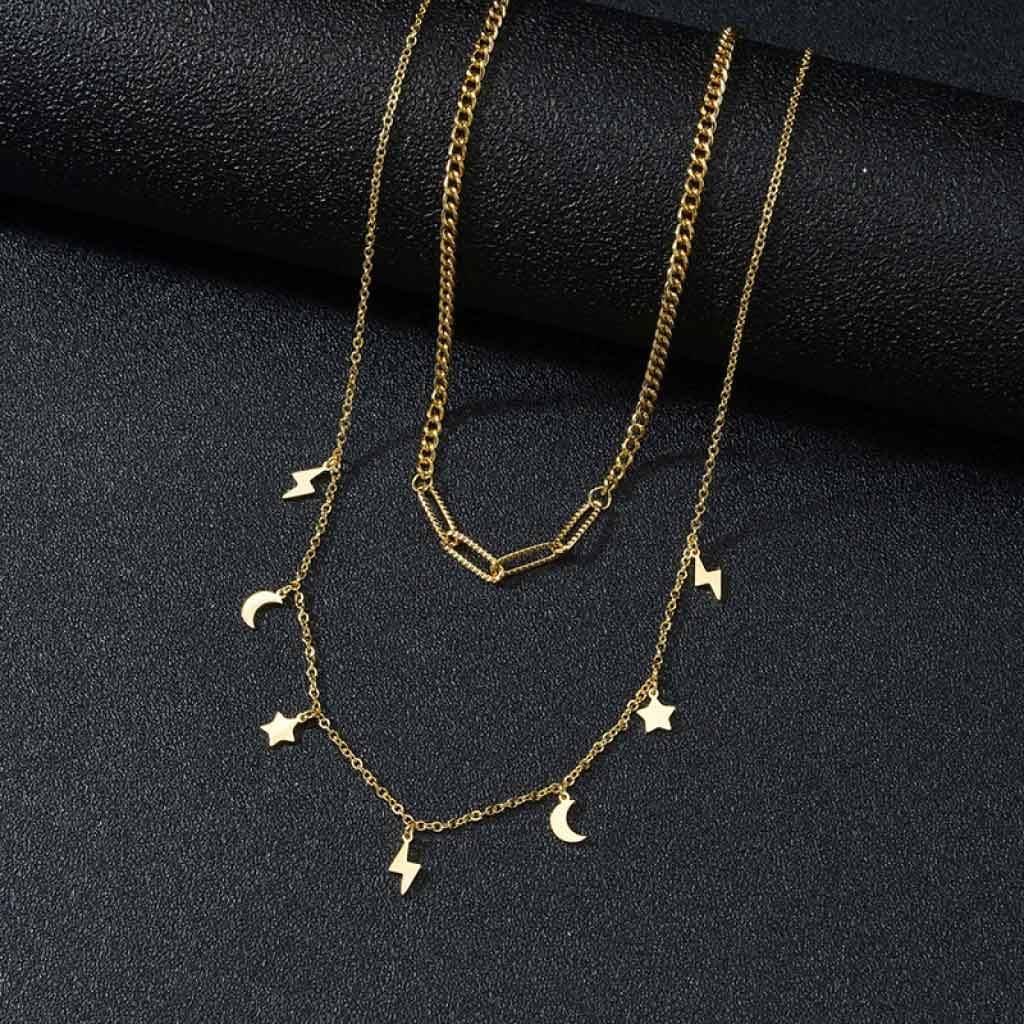 Double Layered Gold Necklace Jewelry