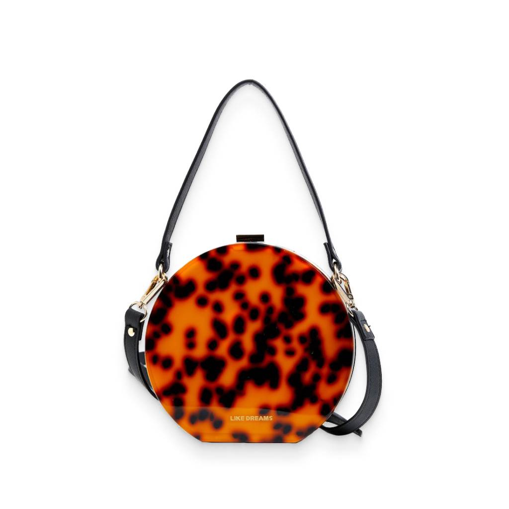 Premium Acrylic Tortoise Colored Circular Clutch Bags & Wallets Fashion