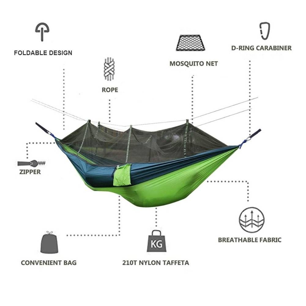 Hammock With Mosquito Net Camping & Hiking Equipment cb5feb1b7314637725a2e7: Army Green|Blue|Bright Green