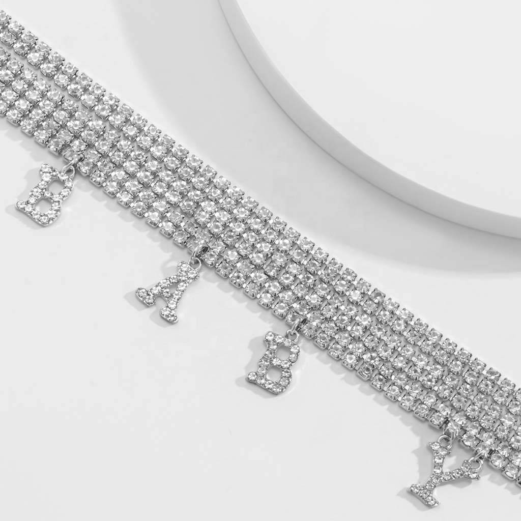 Chain Layered Initial Anklet Jewelry
