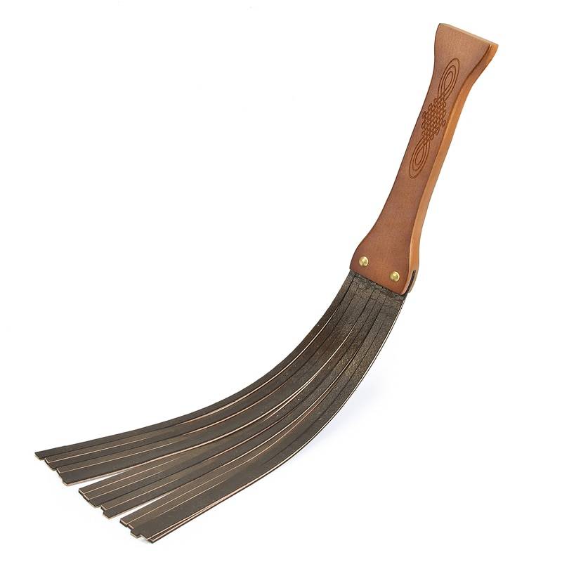 Genuine Leather BDSM Flogger with Wooden Handle Adult Products cb5feb1b7314637725a2e7: Brown