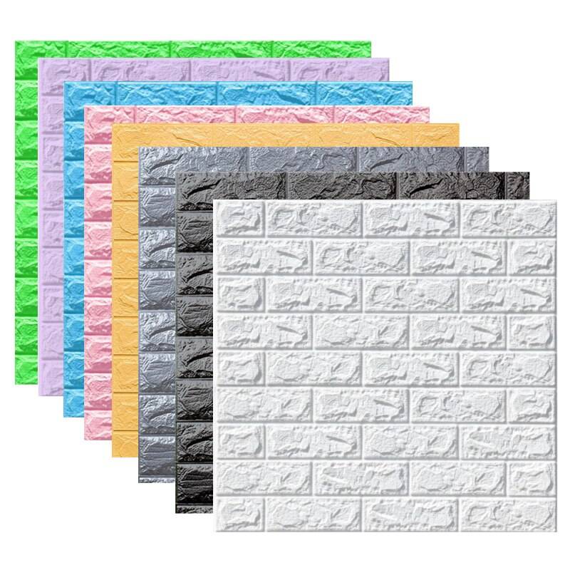 10pcs 3D Wall Sticker Imitation Brick Bedroom Decoration Waterproof Self Adhesive Wallpaper For Living Room Kitchen TV Backdrop Home Decor cb5feb1b7314637725a2e7: Beige|Black|Blue|Green|light purple|Pink|silver gray|White