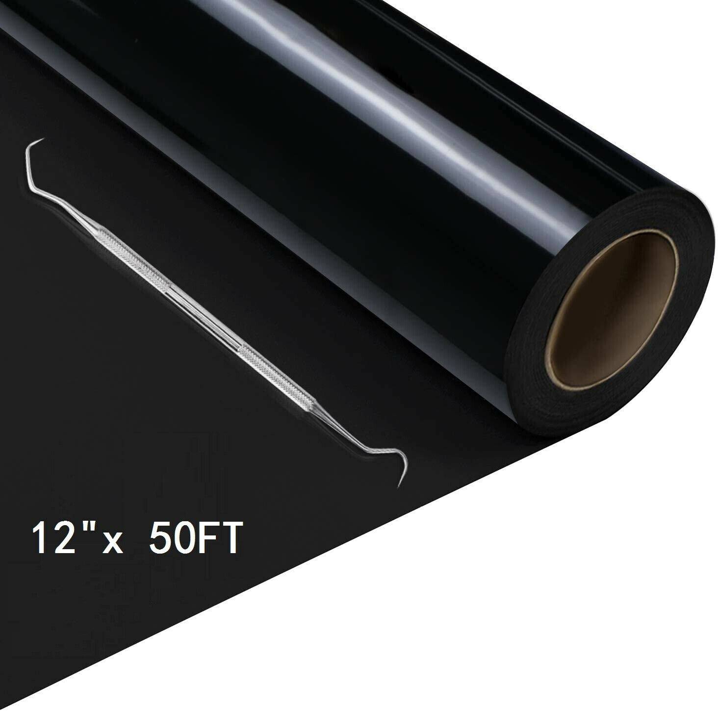 HTVRONT 12"X50ft/30x1500cm Heat Transfer Vinyl Roll for T-shirt Stickers Craft Iron on DIY HTV Film For Printing Clothing Home Decor cb5feb1b7314637725a2e7: Black|White