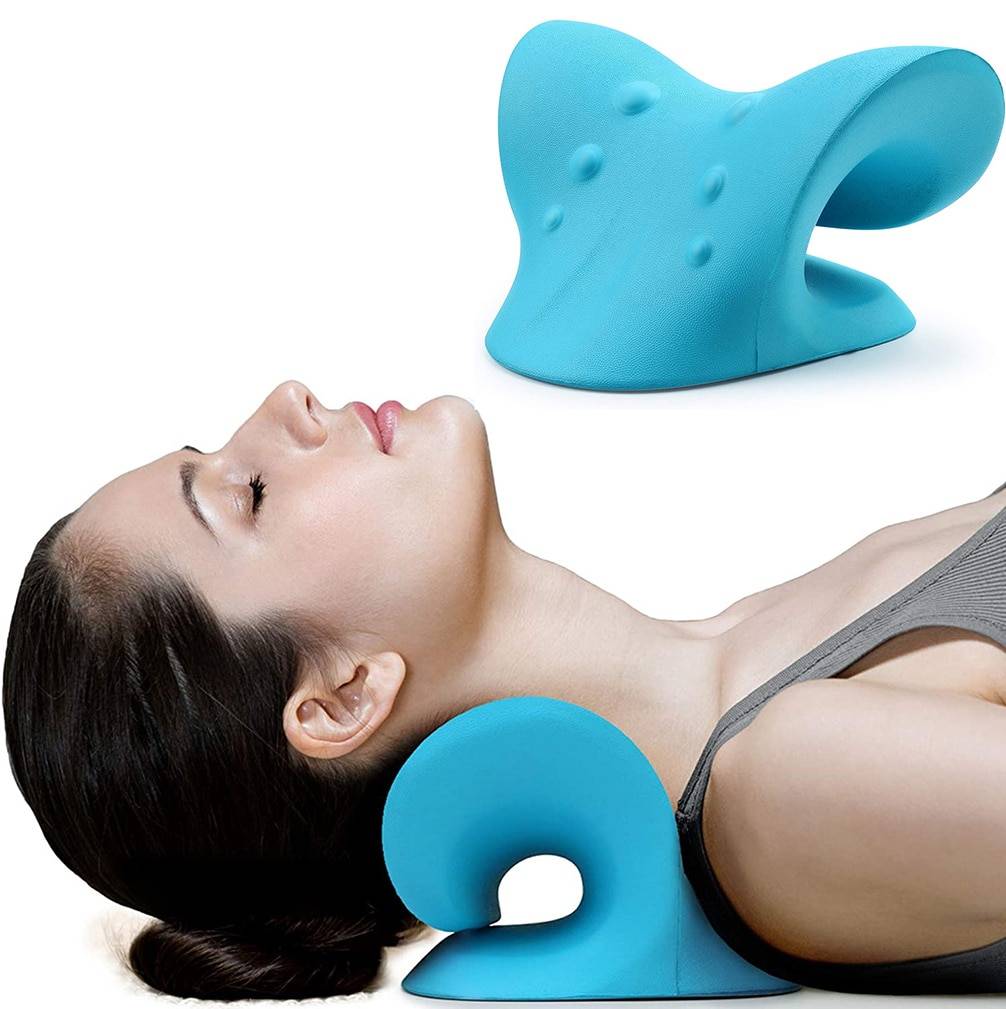Neck Stretcher Pillow Shoulder Relaxer Cervical Traction Device Pain Relief Cervical Spine Alignment Chiropractic Health Care cb5feb1b7314637725a2e7: Blue