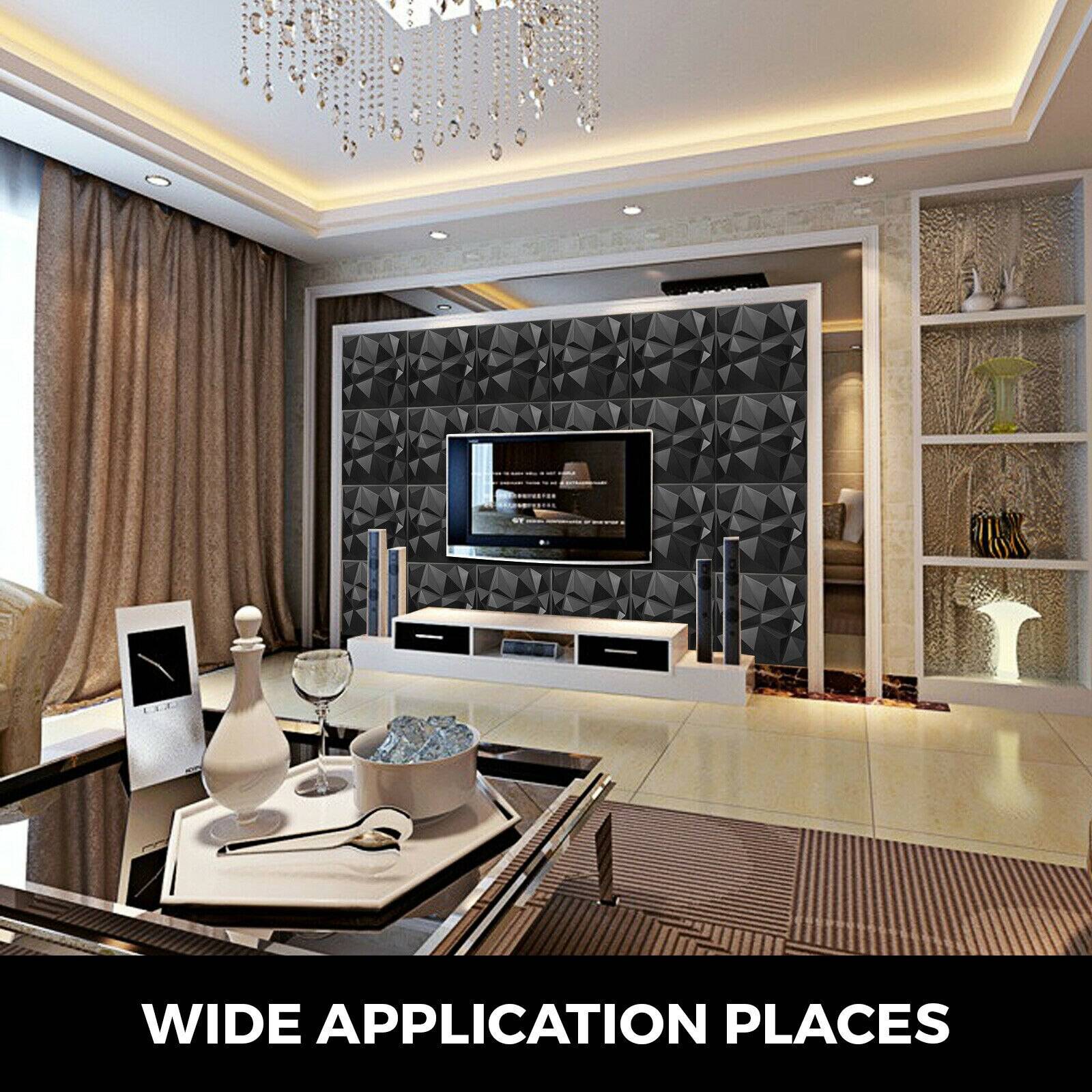 VEVOR 50x50cm 3D Wall Panel Self-Adhesive Tile White/Black 13Pcs Tiles PVC Wall Decorative Home Living Room Kitchen TV Backdrop Home Decor cb5feb1b7314637725a2e7: Black|White