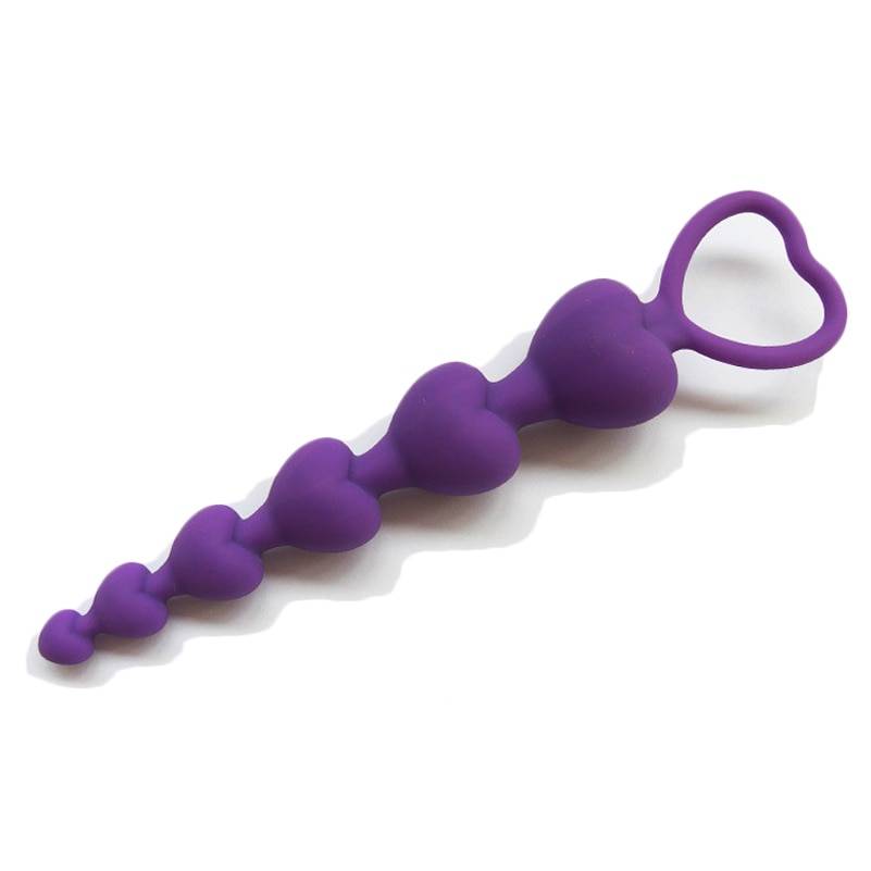 Anal Plug Beads in Shape of Heart Adult Products cb5feb1b7314637725a2e7: Black|Purple