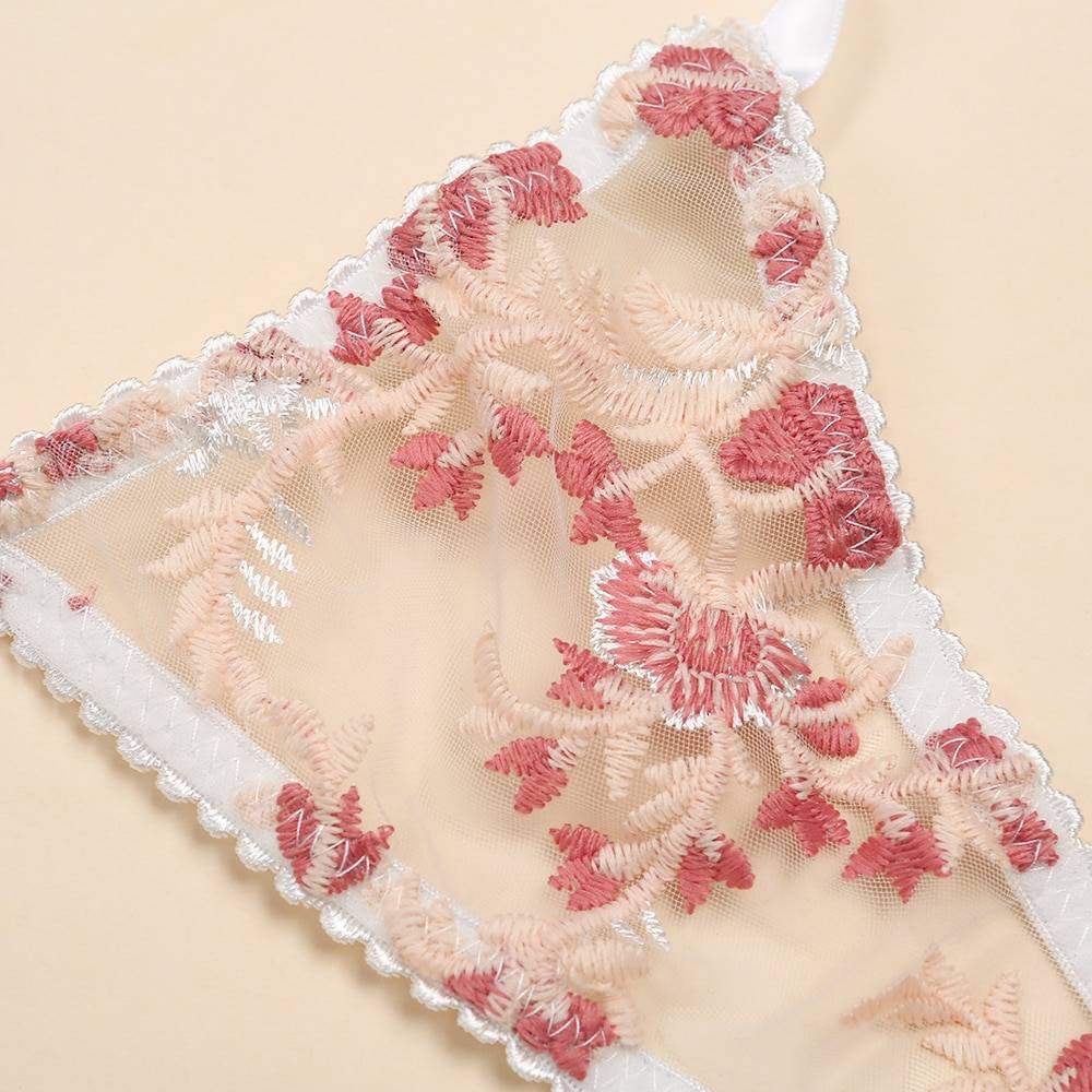 Women's Set of Bra and Panty with Embroidery
