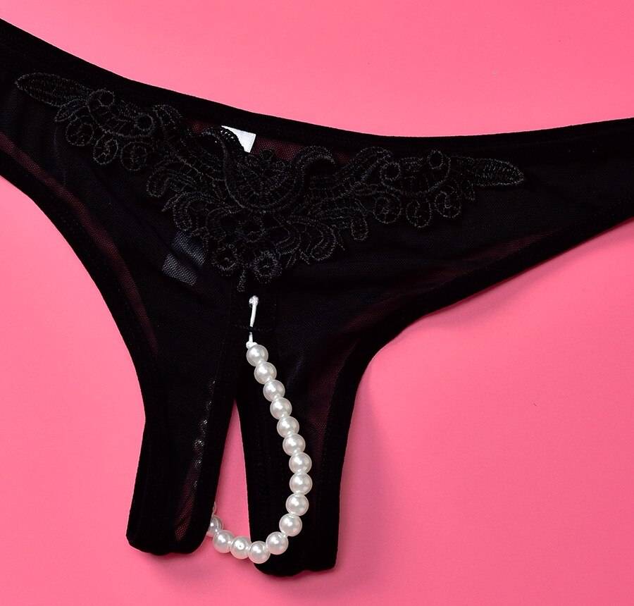 Sexy Crotchless Panties with Pearls
