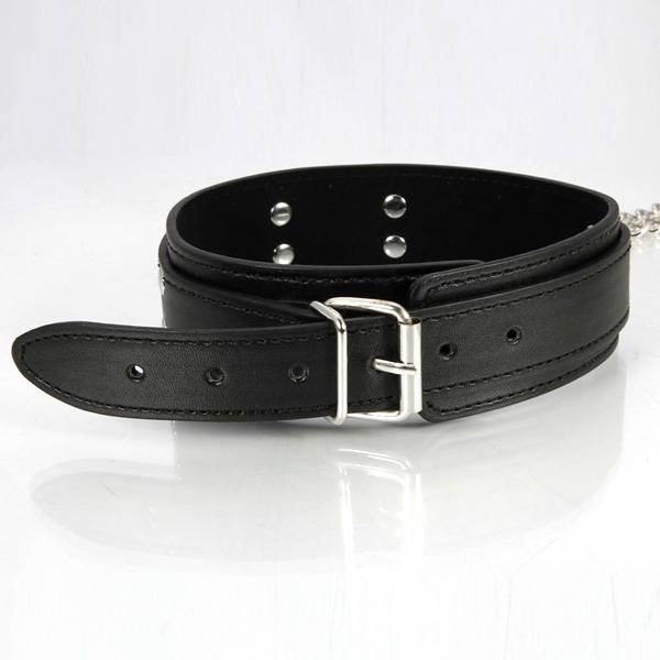 Multifunctional Restrictive Leather BDSM Collar with Nipple Clamps