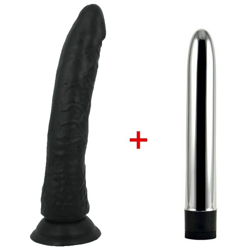 Realistic Strong Suction Cup Dildo and Vibrator 2 pcs Set