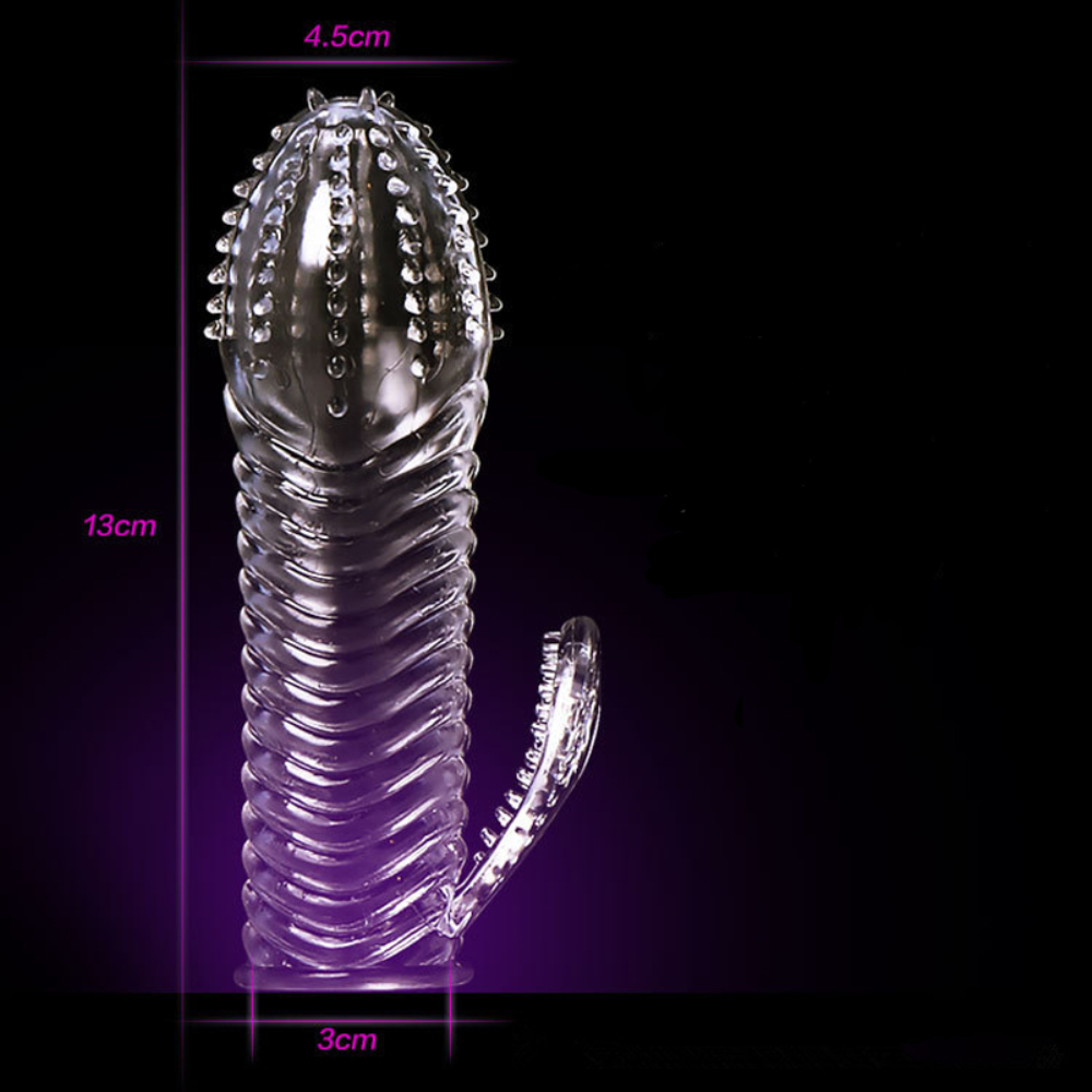 Ergonomic Reusable Transparent Soft Rubber Penis Extension Sleeve