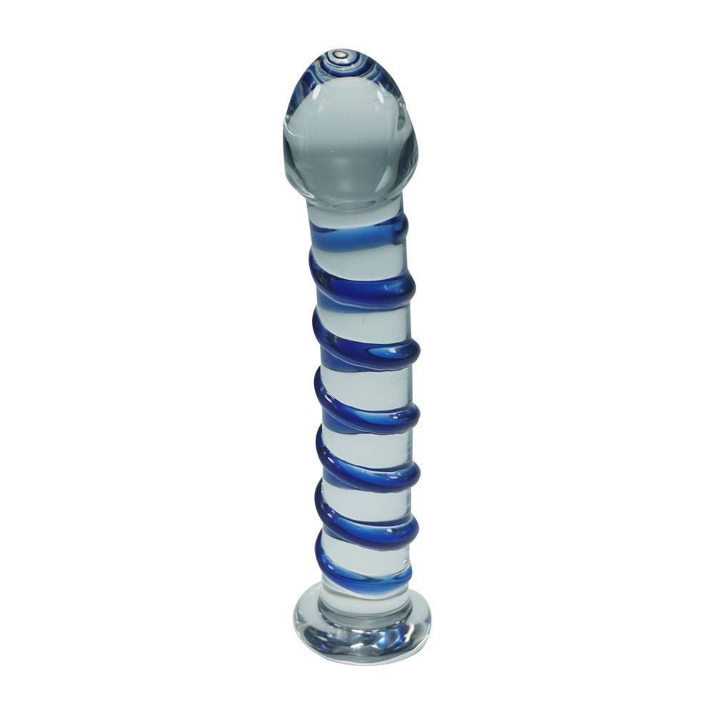 Large Size Ribbed Glass Dildo