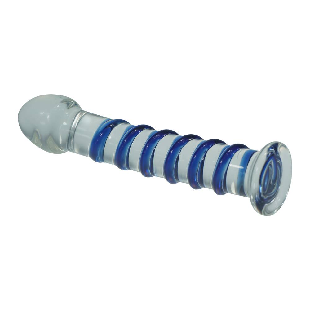 Large Size Ribbed Glass Dildo