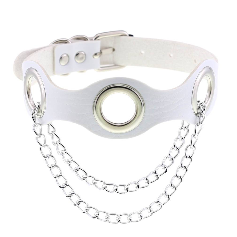 White Sexy PU Leather Eyes Mask and Collar