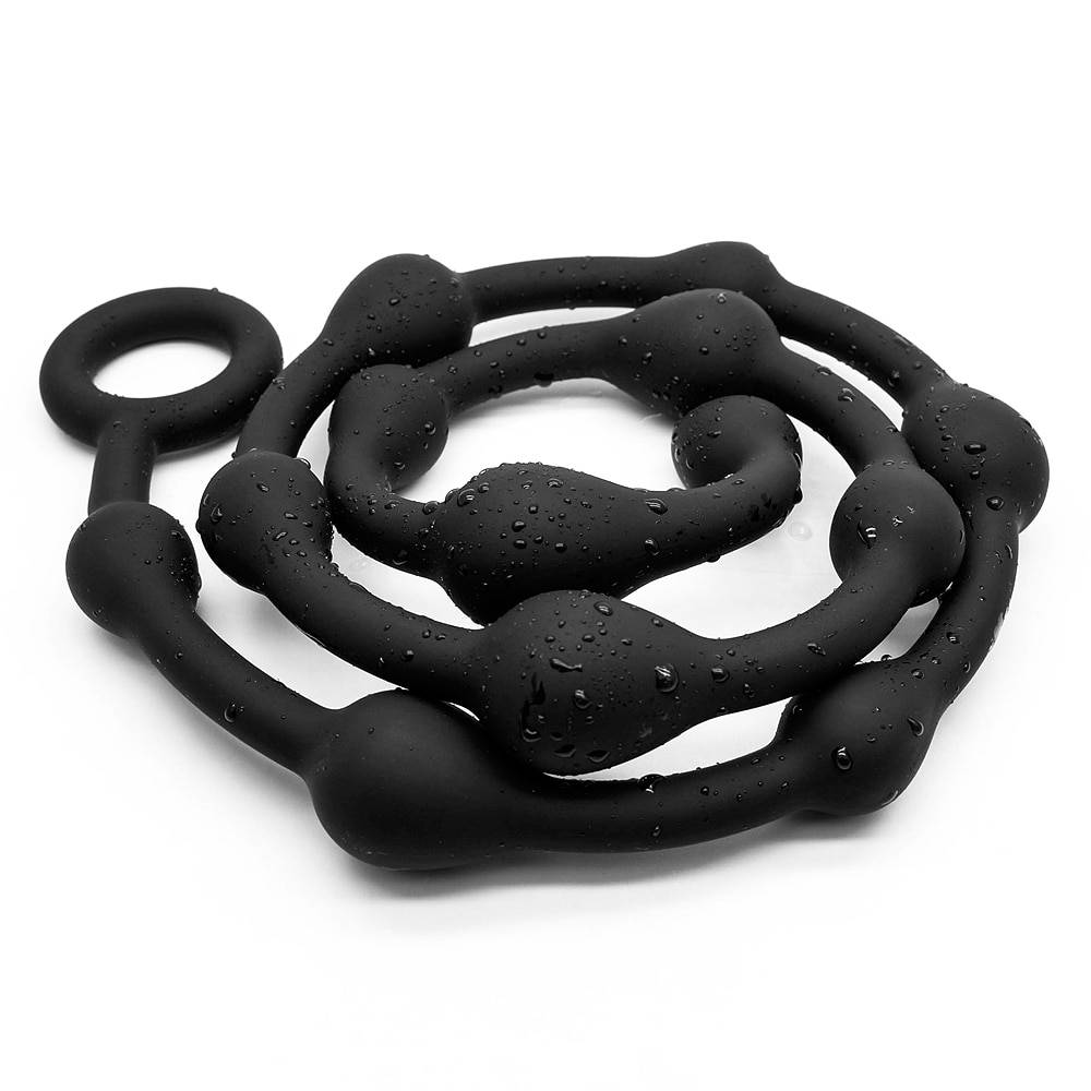 Long Anal Beads Plug in Black