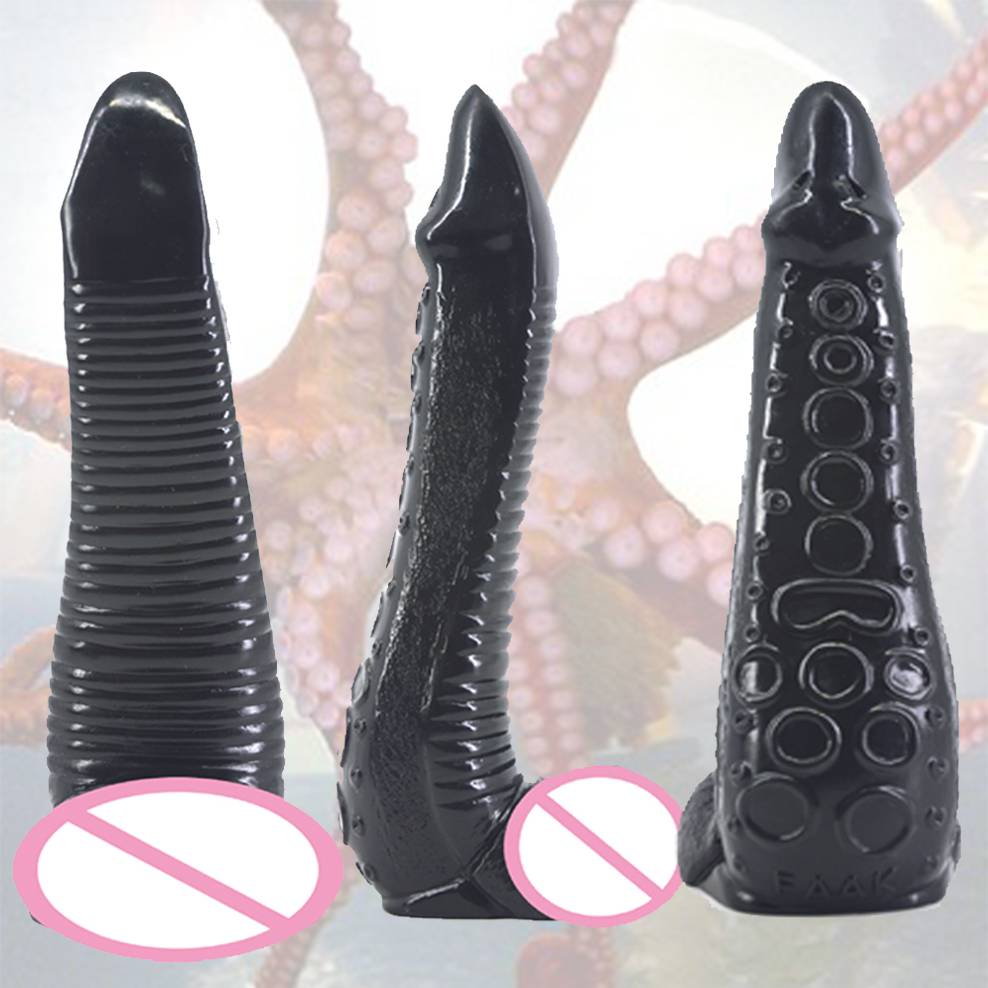 Creative Octopus Shaped Ergonomic Plastic Dildo Adult Products cb5feb1b7314637725a2e7: Black|Flesh|Purple