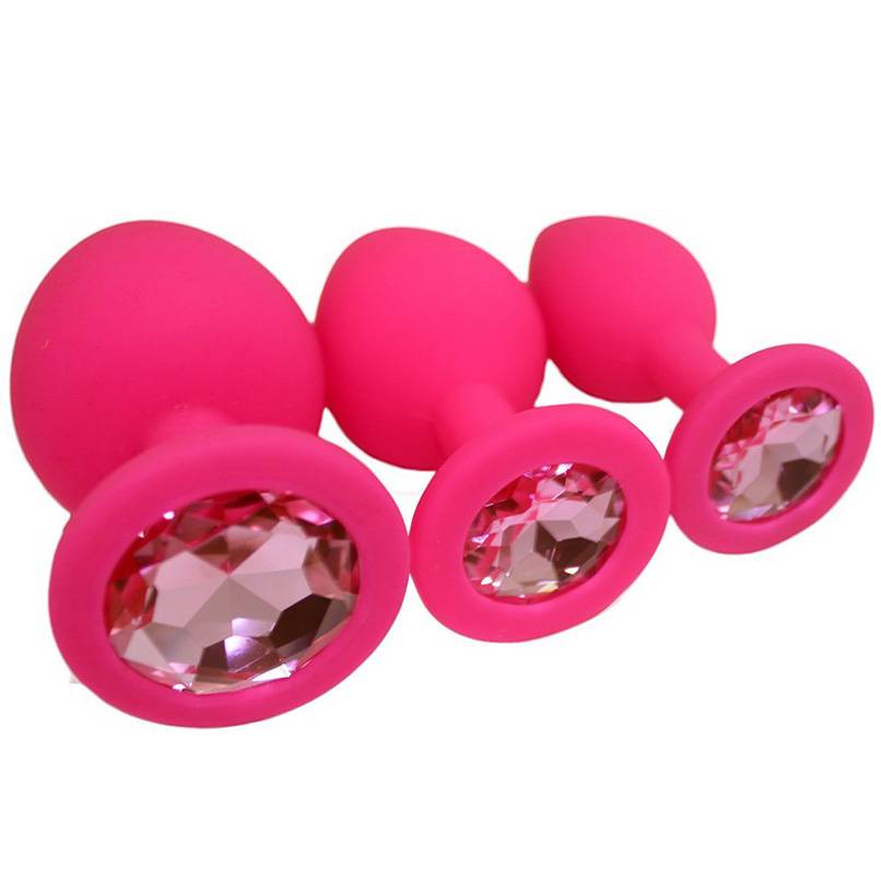 Cute Ergonomic Crystal Silicone Anal Plugs Set Adult Products cb5feb1b7314637725a2e7: Black|Pink|Purple|Red