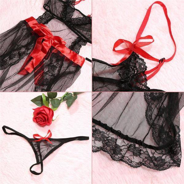 Ladies Lace Sexy Black and Red Babydoll Adult Products cb5feb1b7314637725a2e7: Black