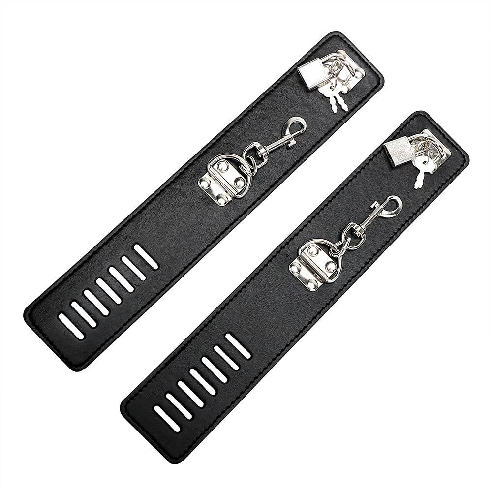 Leather and Stainless Steel Ankle Spreader Cuffs