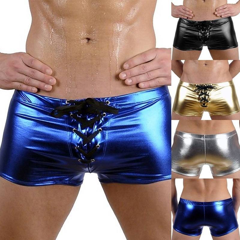 Men’s Lace Up Metallic Boxers Adult Products cb5feb1b7314637725a2e7: Black|Blue|Gold|Silver