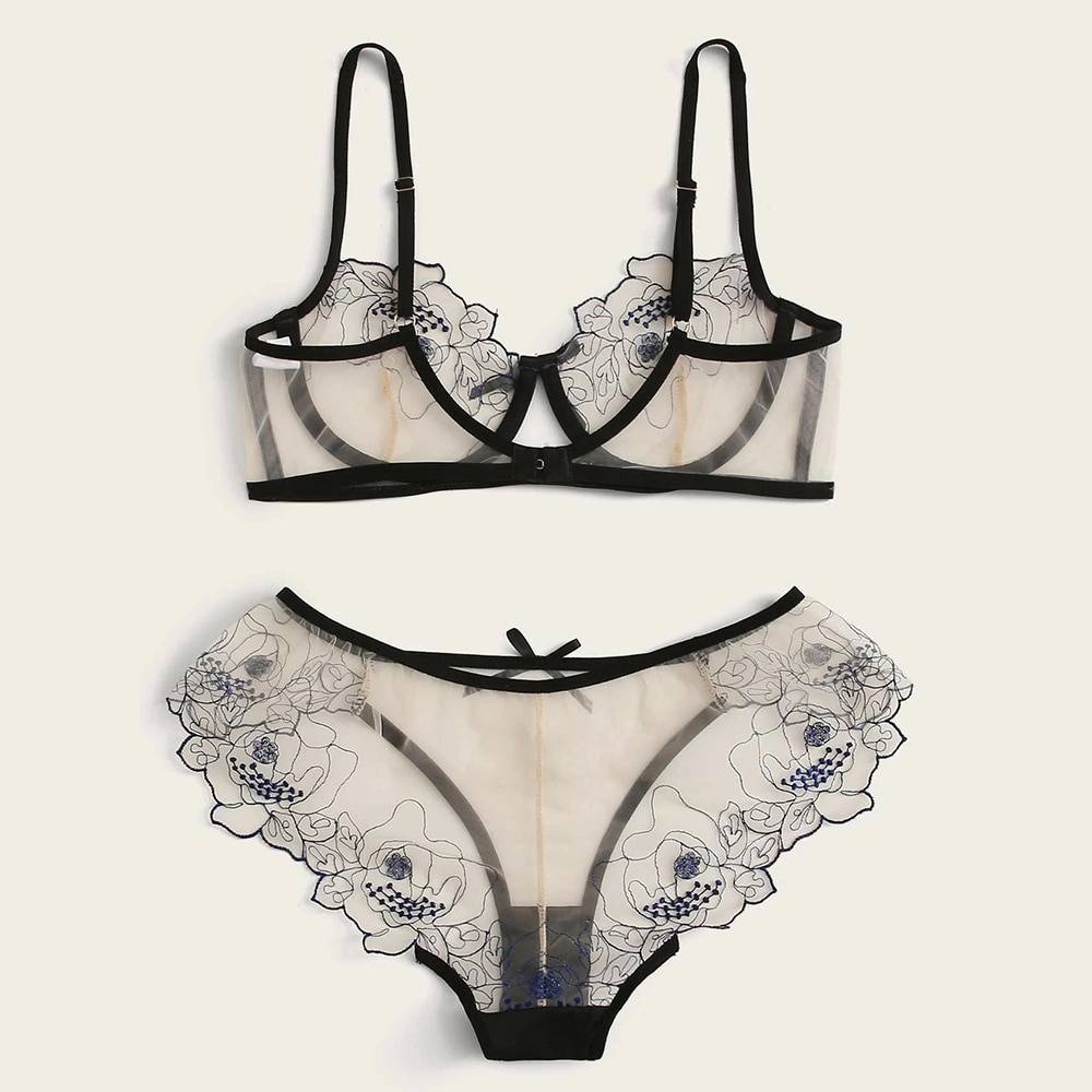 See-Through Set of Bra and Panty for Women