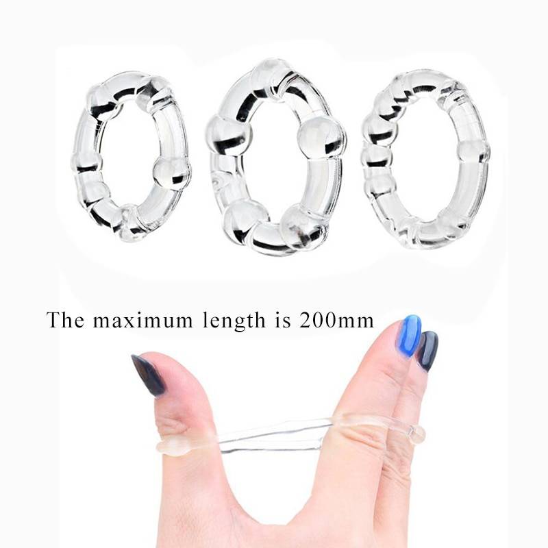 Set of 3 Durable Cock Penis Rings Adult Products cb5feb1b7314637725a2e7: Black|Multicolored|Transparent