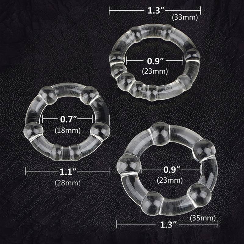 Set of 3 Durable Cock Penis Rings Adult Products cb5feb1b7314637725a2e7: Black|Multicolored|Transparent