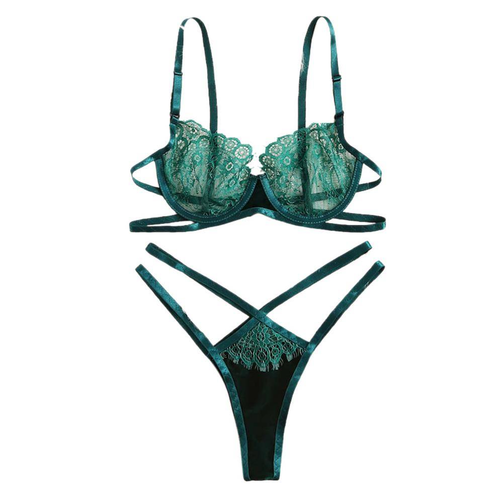 Set of Lace Women’s Bra and Panty in Green Adult Products cb5feb1b7314637725a2e7: Green