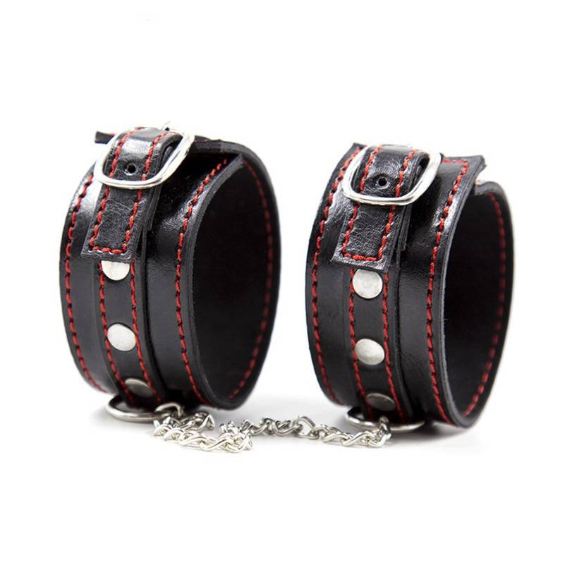 Studded Leather Bondage Handcuffs Adult Products cb5feb1b7314637725a2e7: Black Red