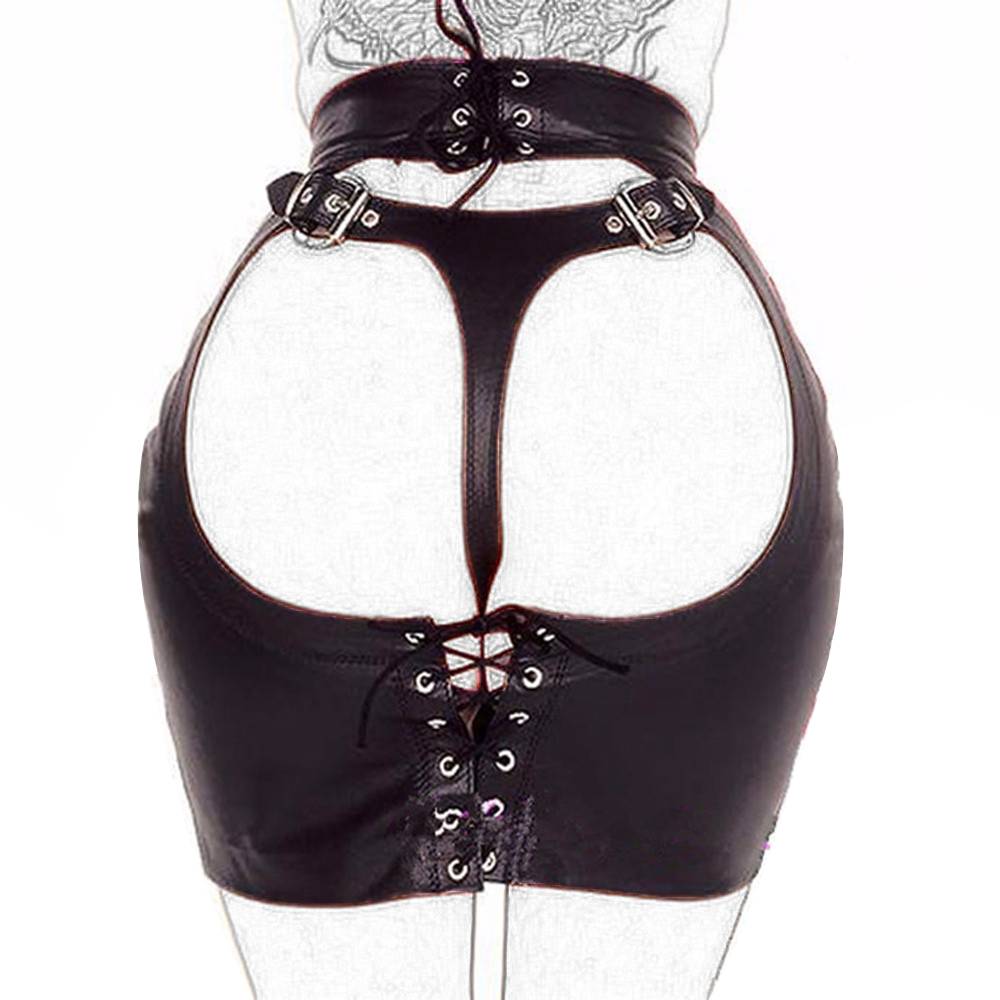 Women’s BDSM Lace Up Leather Skirt Adult Products
