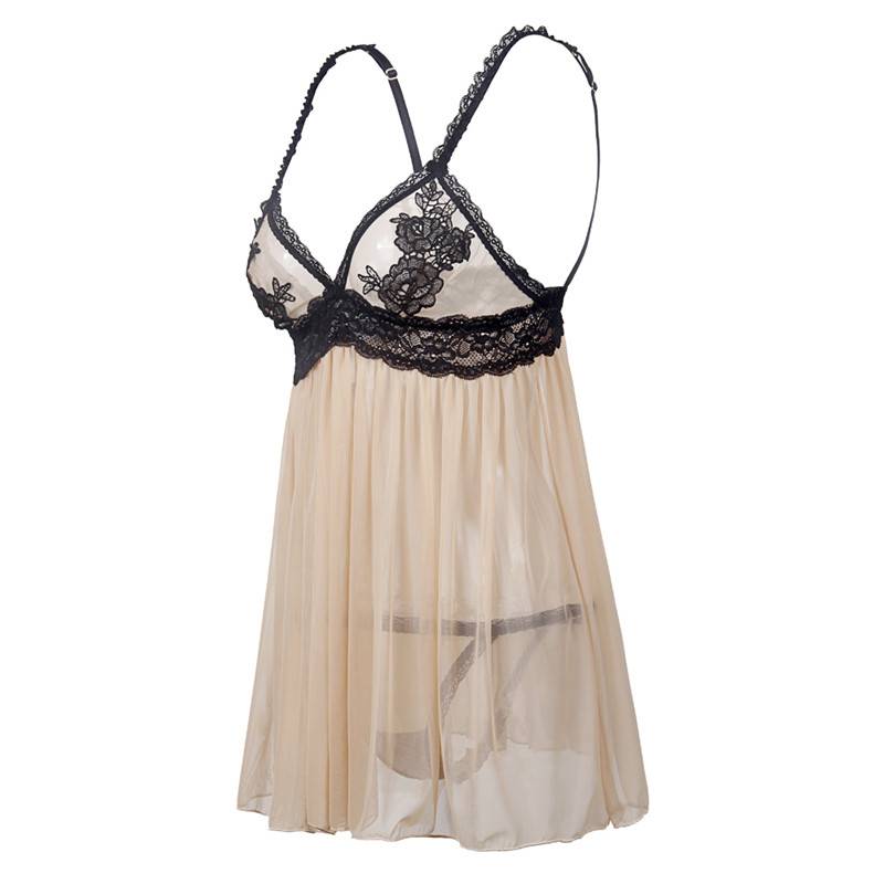 Women’s Champagne and Lace Babydoll Lingerie and Panties Set Adult Products cb5feb1b7314637725a2e7: Beige