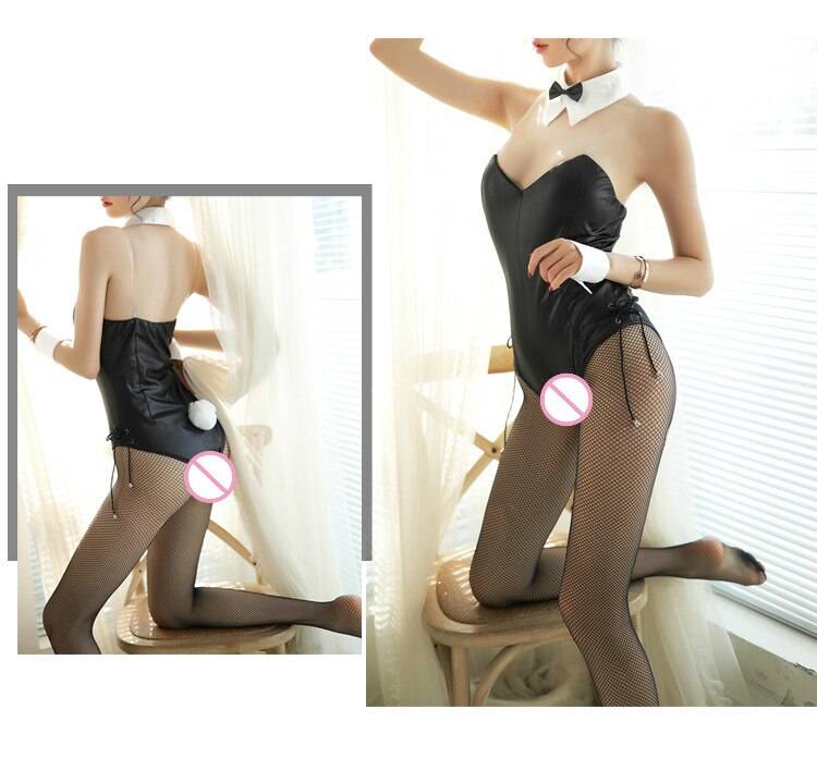 Women’s Faux Leather Rabbit Suit Adult Products cb5feb1b7314637725a2e7: Black