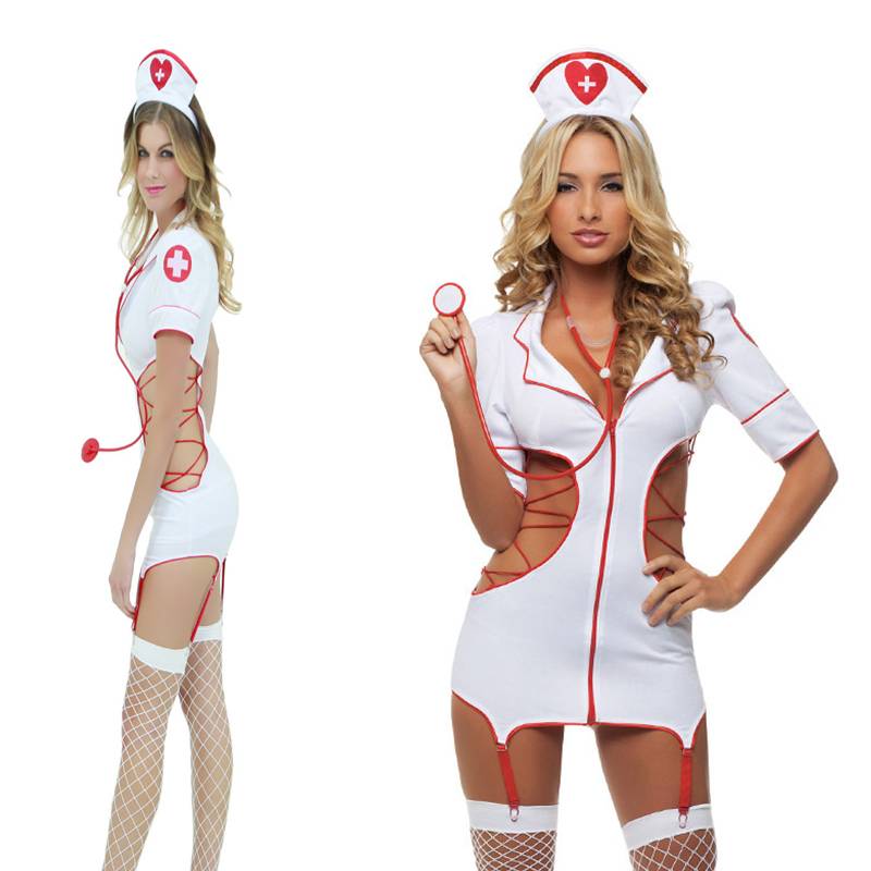 Women’s Sexy Nurse Costume for Role Play Adult Products cb5feb1b7314637725a2e7: White