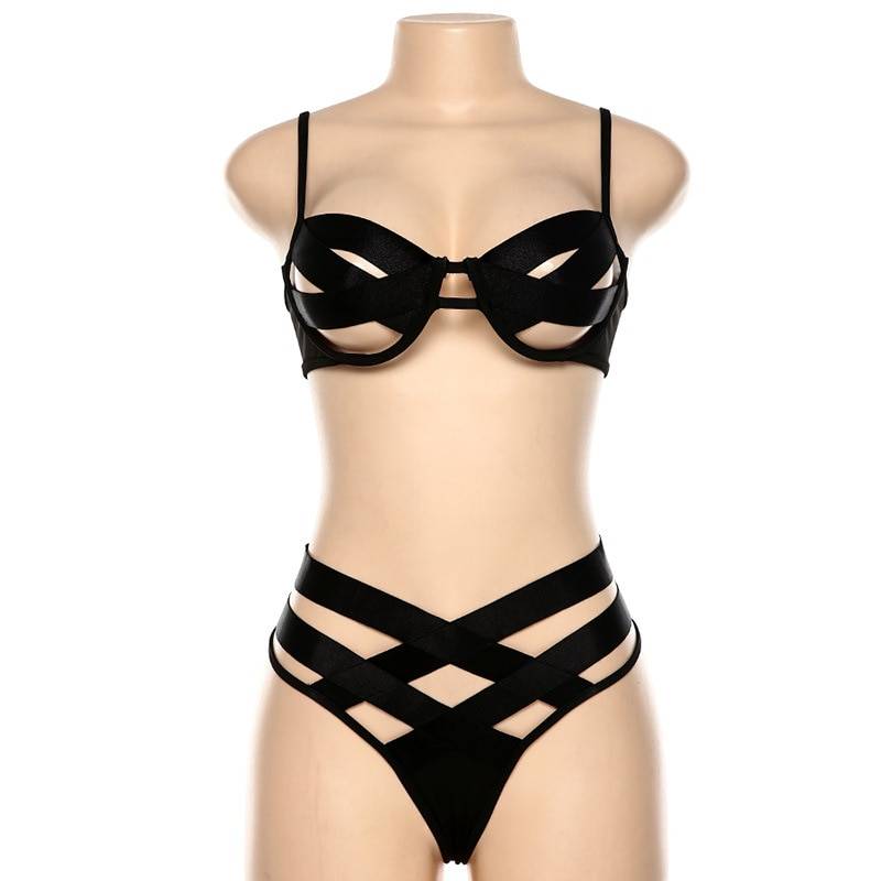 Women’s Sexy Strappy Lace Lingerie Set Adult Products cb5feb1b7314637725a2e7: Black