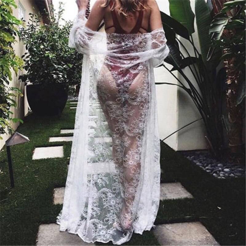 Sexy See-Through Long Lace Robes