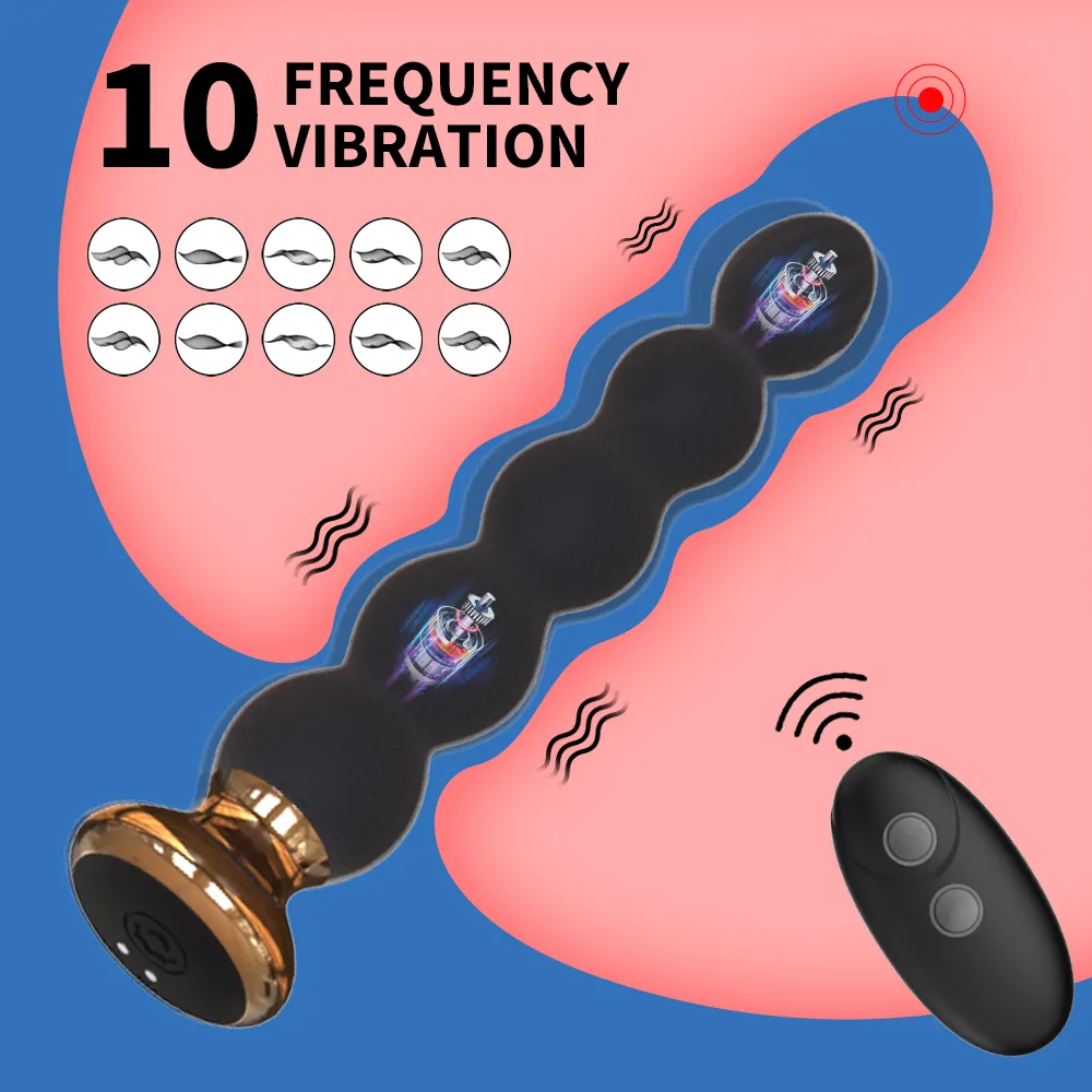 10 Speed Anal Vibrator Anal Beads Prostate Massage Dual Motor Butt Plug Stimulator Remote Control Vibrator Sex Toy For Men Women Vibrators cb5feb1b7314637725a2e7: no remote|with remote