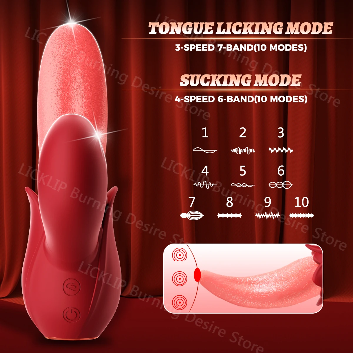 2 in 1 Sucking Rose Vibrator For Women Double Stimulation Clitoris Stimulator Tapping Licking Vagina G Spot Masturbator Sex Toys Trending Now cb5feb1b7314637725a2e7: Red 2 with box