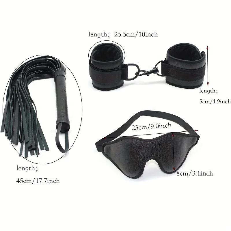 3pc set BDSM Bondage Cuff Restraint,Sex Toys For Women,PU Leather Handcuffs & Whip Restraints For Adult Games,Sex Bracelet Sex Toys For Couple cb5feb1b7314637725a2e7: Black|Red