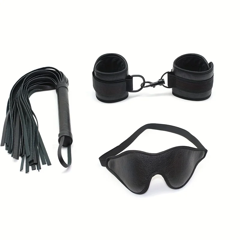 3pc set BDSM Bondage Cuff Restraint,Sex Toys For Women,PU Leather Handcuffs & Whip Restraints For Adult Games,Sex Bracelet Sex Toys For Couple cb5feb1b7314637725a2e7: Black|Red