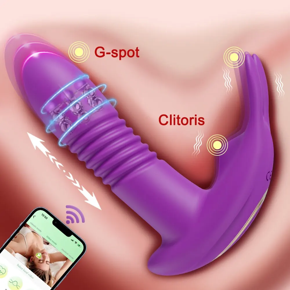 APP Bluetooth Thrusting Vibrator for Women Rotating Telescopic Dildo Remote Control G Spot Massage Clitoris Stimulator Sex Toy Sex Toys For Women cb5feb1b7314637725a2e7: CD29-APP-PU|CD29-APP-RD
