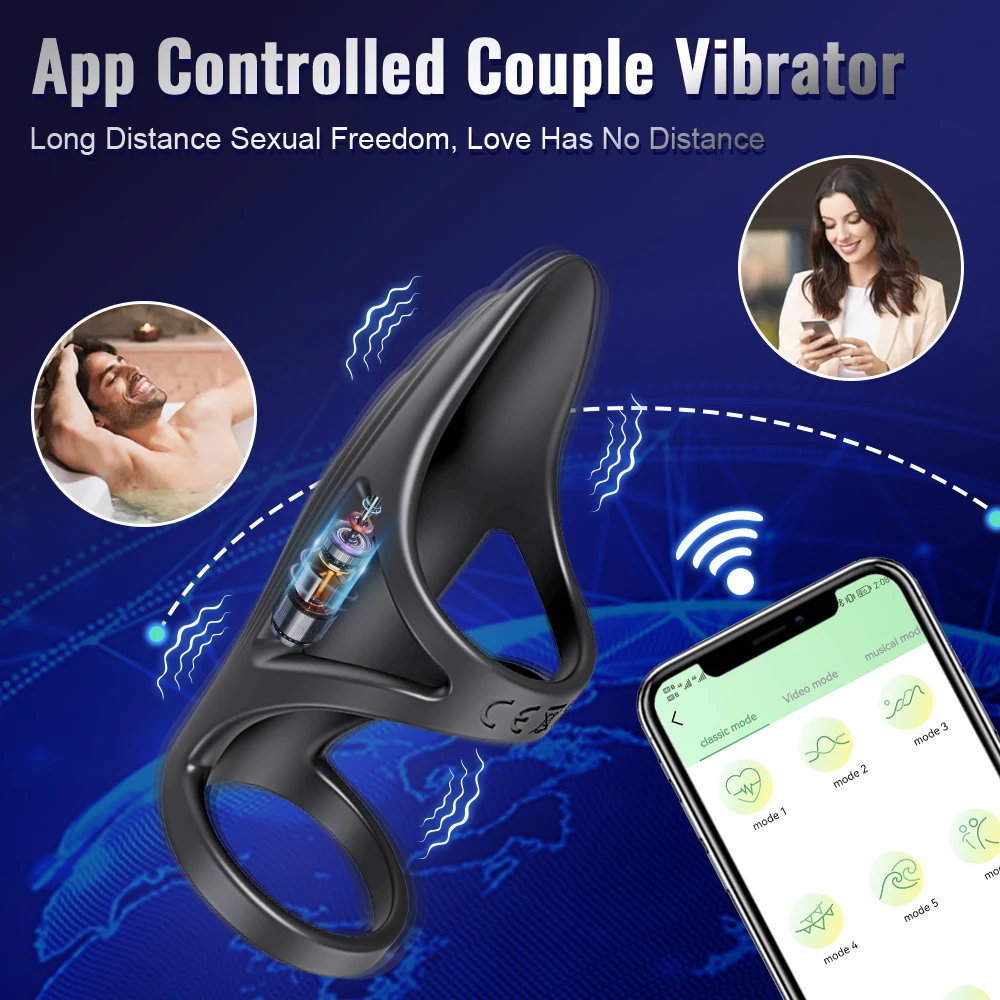 APP Bluetooth Vibrating Cock Ring Penis Ring Vibrator Delay Ejaculation Sex Toys for Men Couple Penisring Cockring Dick Sleeve Sex Toys For Men cb5feb1b7314637725a2e7: SJH50-APP-BK|SJH51-APP-BK