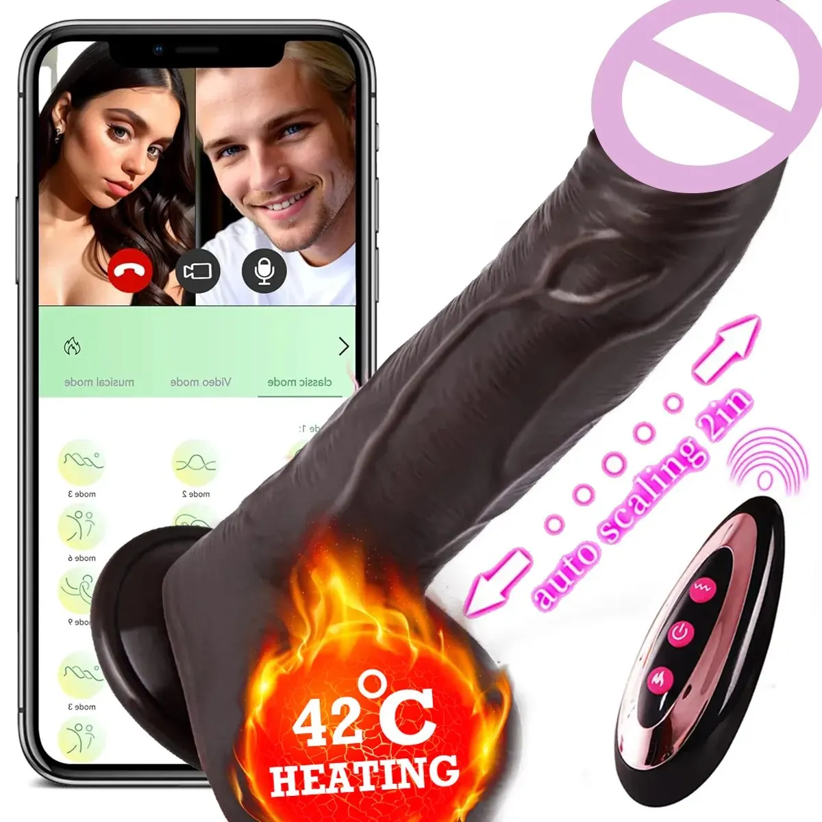App Thrusting Black Realistic Penis Dildo Sex Toy Female Telescopic Rotation Heating G Spot Clitoral Anal Stimulation Vibrator Dildos cb5feb1b7314637725a2e7: APP|APP and Remote|Remote