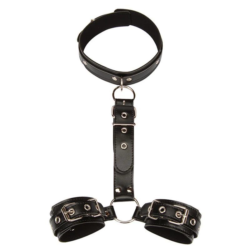 BDSM Bondage Restraints Collar Fetish Sex Products Gags Adult Games Erotic Sex Toys for Woman Couples Slave Neck Handcuffs Sex Toys For Couple cb5feb1b7314637725a2e7: Black|Red