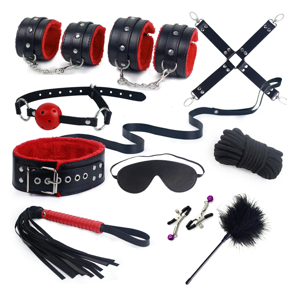 BDSM Bondage Set Erotic Bed Games Adults Handcuffs Nipple Clamps Whip Spanking SM Kits Role Playing Sex Toys for Couple Bondage Gear cb5feb1b7314637725a2e7: Beginner 7 pcs|Upgraded 10 pcs